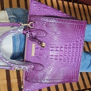 New!!;Purple Crocodile-Embossed Women's Bag